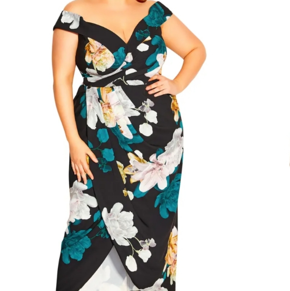 City Chic Off Shoulder Floral Dress